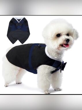 Pet Formal Tuxedo Cape in Navy and Black with Bow Tie